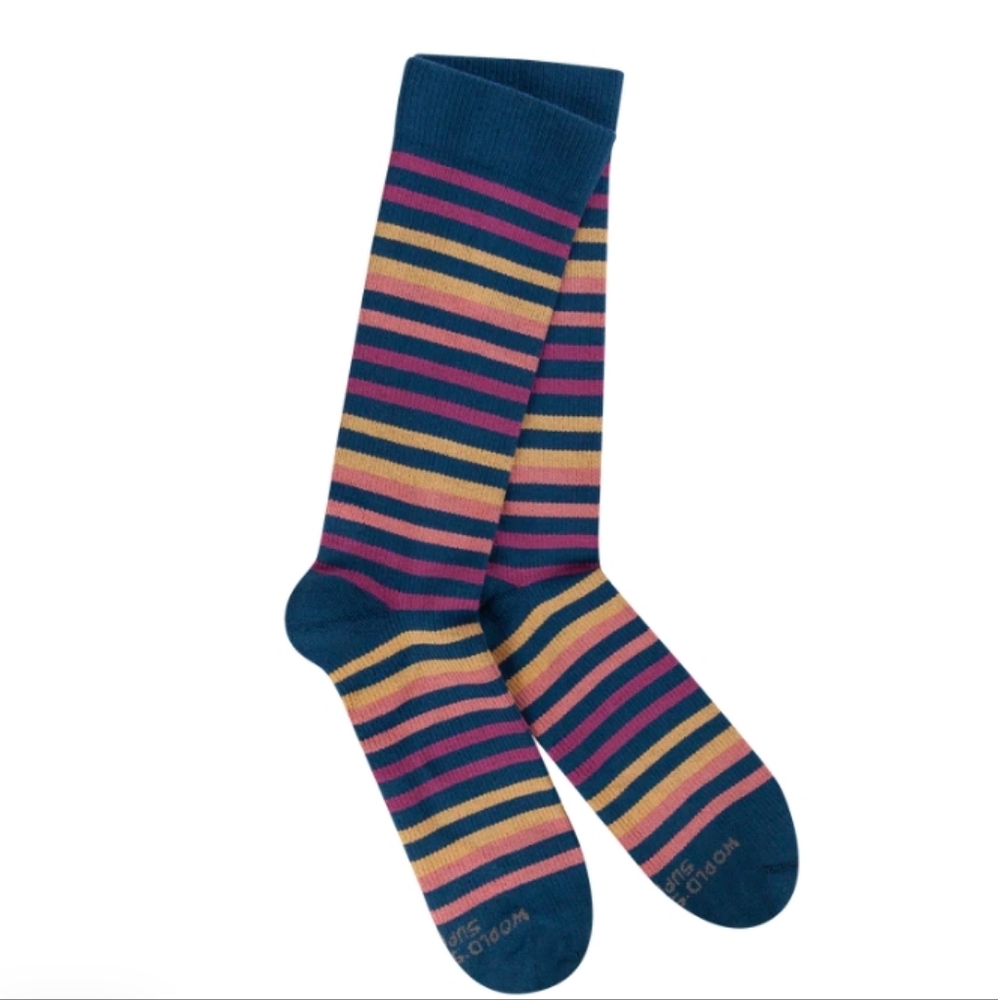 World's Softest Socks -Sensitive Collection (Navy Multi-Stripe)-M